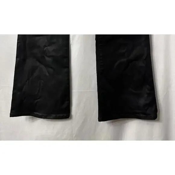 NWT 7 For All Mankind High Waist Slim Kick Womens Black Coated‎ Jeans Size 29
